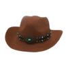 Western Cowboy Hat Famous Wind Beach Travel Straw Hat Hand-Woven Breathable Straw Hat