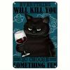 Vintage Black Cat Metal Poster Wall Art Bar Gift 20x30cm