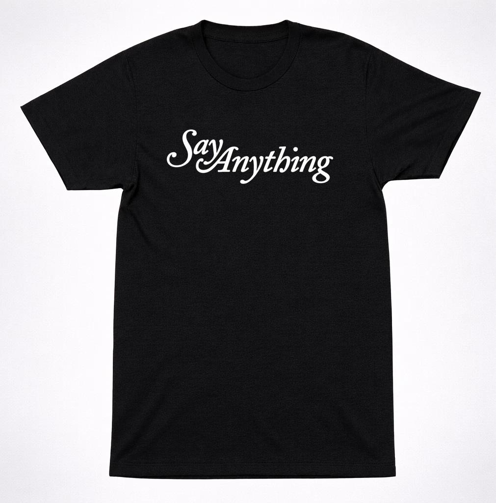 Say Anything Classic Script Logo T-Shirt Emo Pop Punk Indie Rock Band Tee S