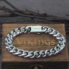 Never Fade 316L Stainless Steel Viking Men's Bracelet with Empty White Punk Edge Cuban Chain Bracelet