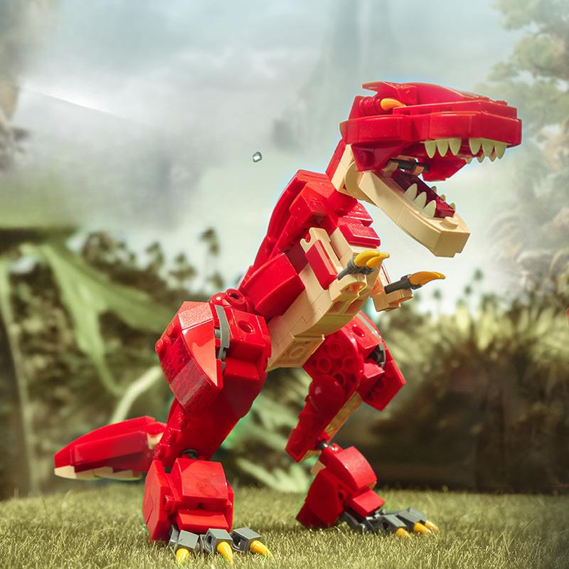 287 stücke 3 In 1 Dinosaurier Serie Tyrannosaurus Pterosaurier Stegosaurus Jungen Bausteine Spielzeug Geschenk Keine Box