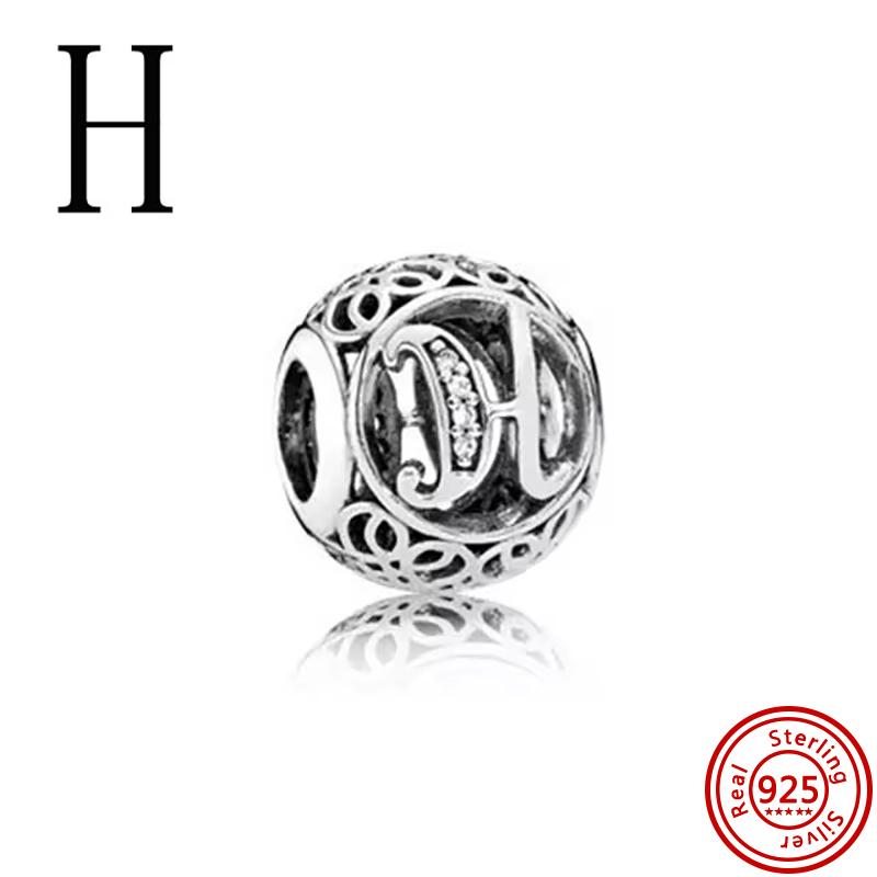 925 Massivkupfer Unendlichkeitssymbol Hohl Rund A-Z 26 Alphabetbuchstaben Glänzende Zirkonia-Perlen Passend für Original Pantaro Charms Armband