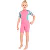 Girls Short Wetsuit One Piece Shorty Diving Swimsuit with Zipper Quick Dry Short Sleeves Surf Suit for Water Sports