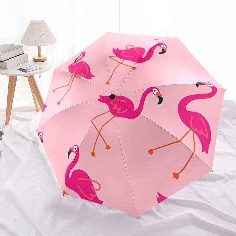 1pc Flamingo Pattern Folding Umbrella | Elegant Design, Fashionable Accessory, Durable Construction, Sturdy Ribs Yy251107118