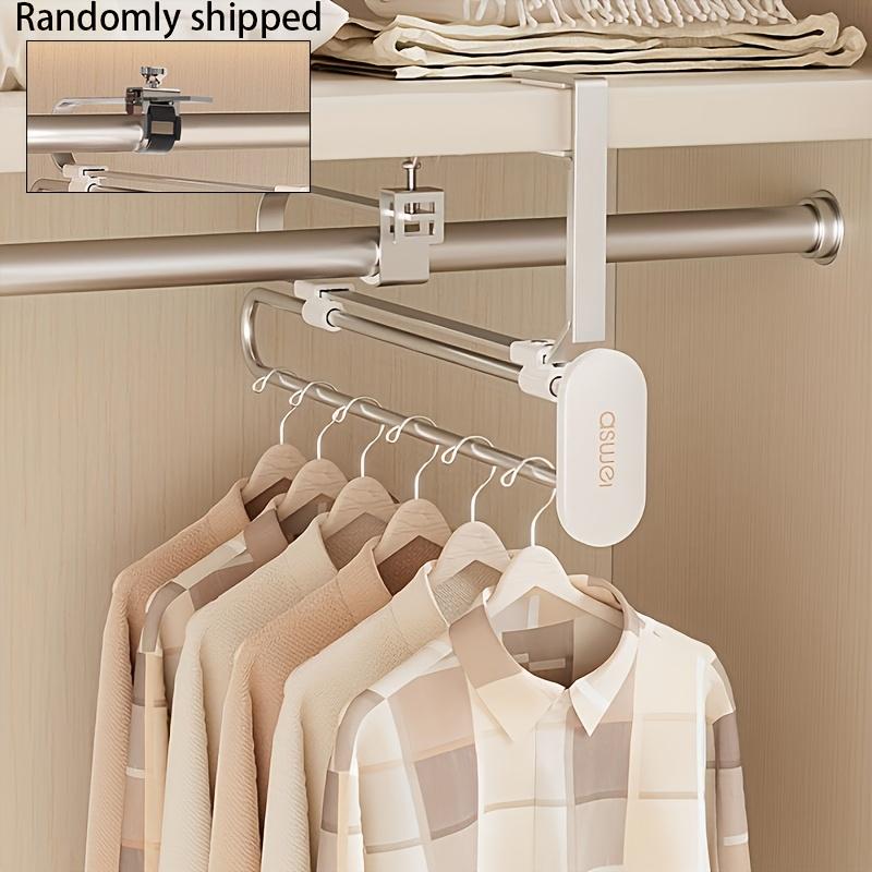 1PCS Pull-out Trouser Hangers,Telescopic Wardrobe Pant Organizer for Save Closet Space,Stainless Steel Adjustable Closet Rod