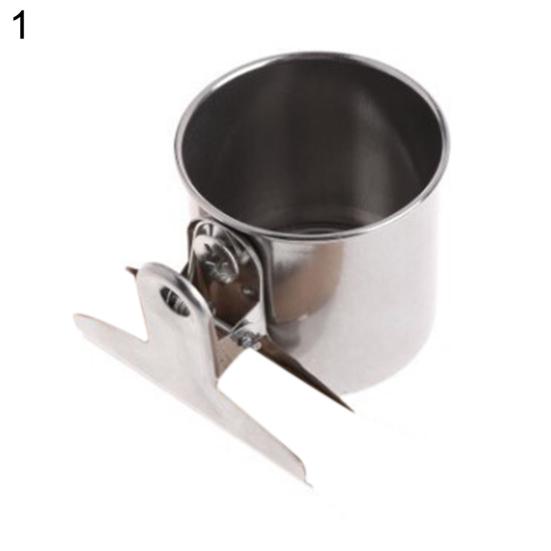 Metal Bird Parrot Feeder Food Water Feeding Bowl Pet Cage Clip Cup Dispenser