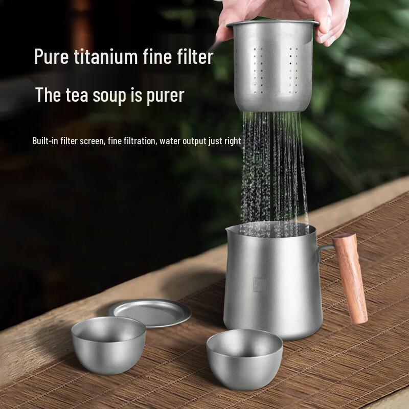 TILIVING Pure Titanium Portable Travel Tea Set
