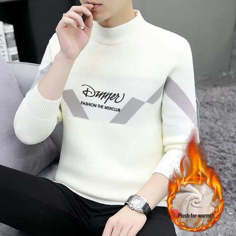 Premium Mink Velvet Half-High Collar Men s Sweater - Autumn/Winter Casual Knitwear, Versatile and Trendy. XXXL