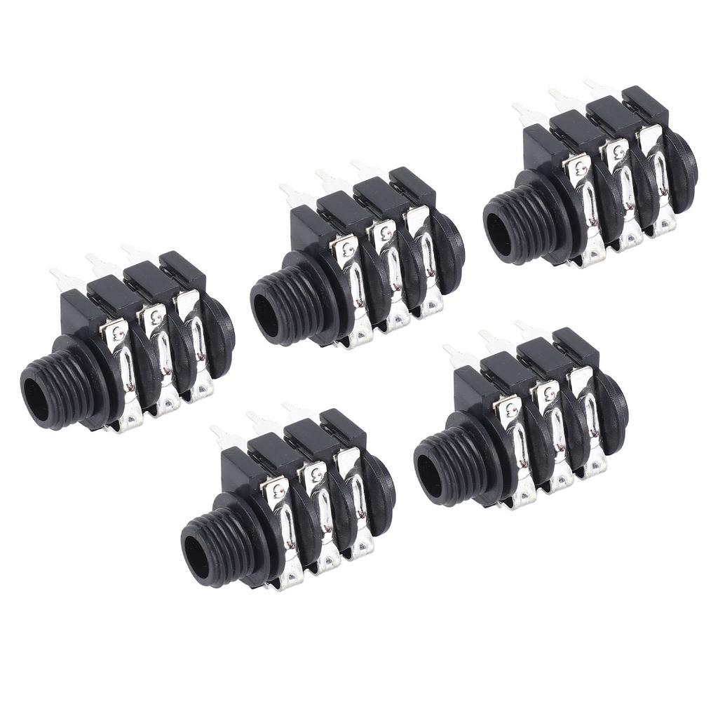 5Pcs Stereo Jack Socket 6.35mm 6P Microphone Connector Pickup Jack Socket for Replacement Reverse