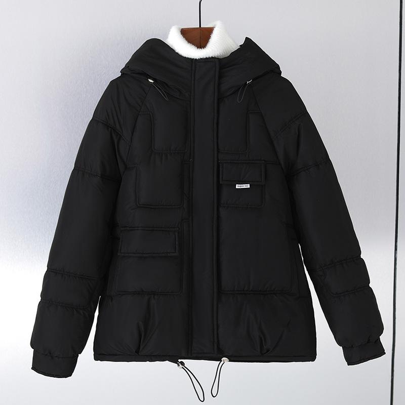 New Hooded Cotton Clothes Women's Loose Multi-pocket Cotton-padded Clothes Winter Bread Clothes Short Coat