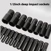11pcs 1/1 Drive Metric Impact Socket Set Heavy Duty Universal Deep Wrench for Auto Mechanical Repair Hand Tools