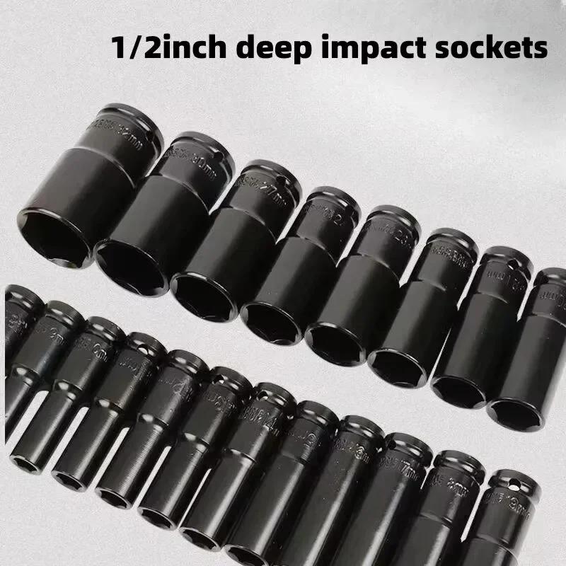 11pcs 1/1 Drive Metric Impact Socket Set Heavy Duty Universal Deep Wrench for Auto Mechanical Repair Hand Tools