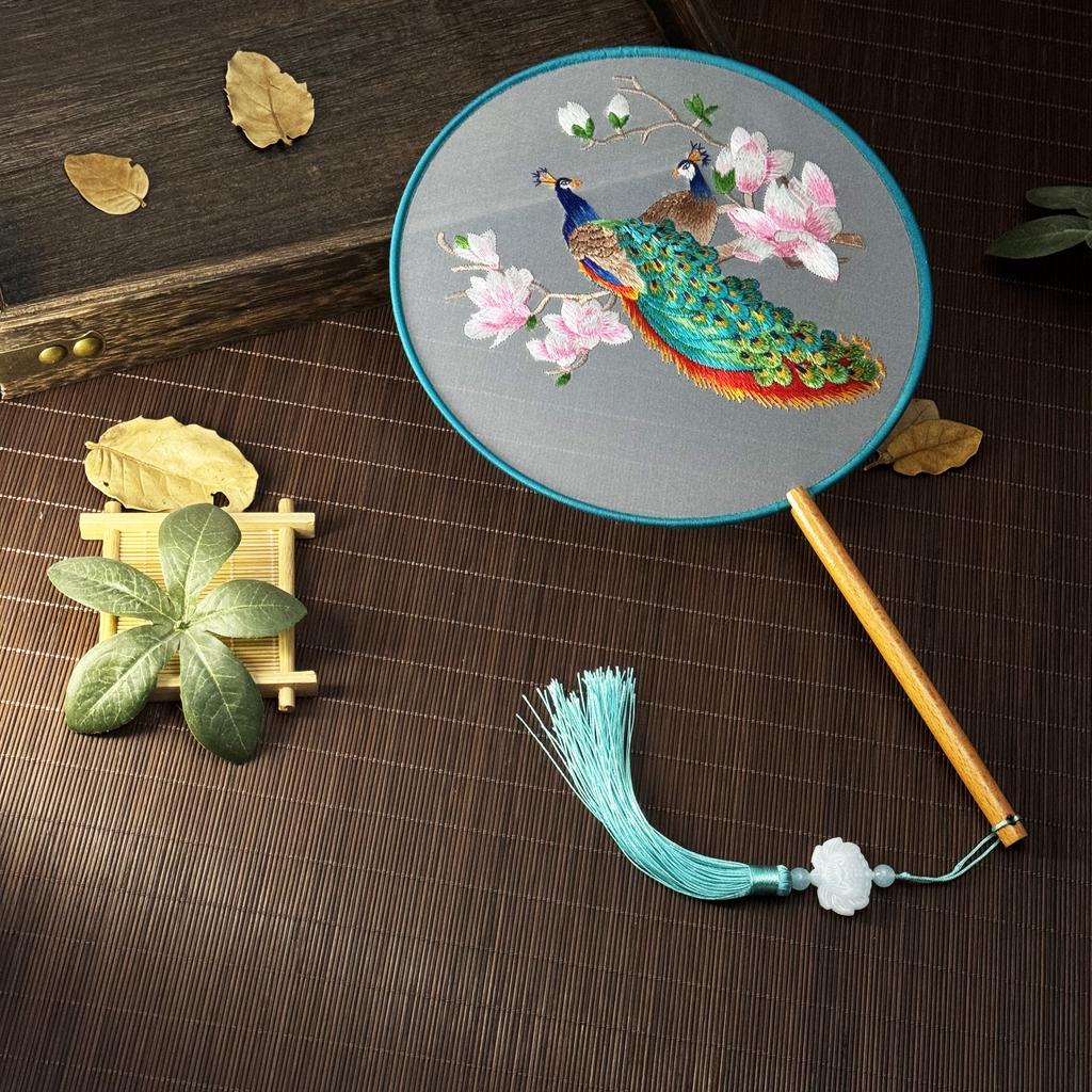 Fächer im antiken Stil, doppelseitig, chinesischer Stil, Suzhou-Stickerei, Qipao-Accessoires, Palastfächer, Kinder-Hanfu-Tanzfächer