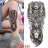 1 PC 210*114MM  Mermaid Temporary Tattoo For Women Men Realistic Fox Lion Flower Tattoos Sticker Back Arm Disposable Death Skull Fake Tatoo
