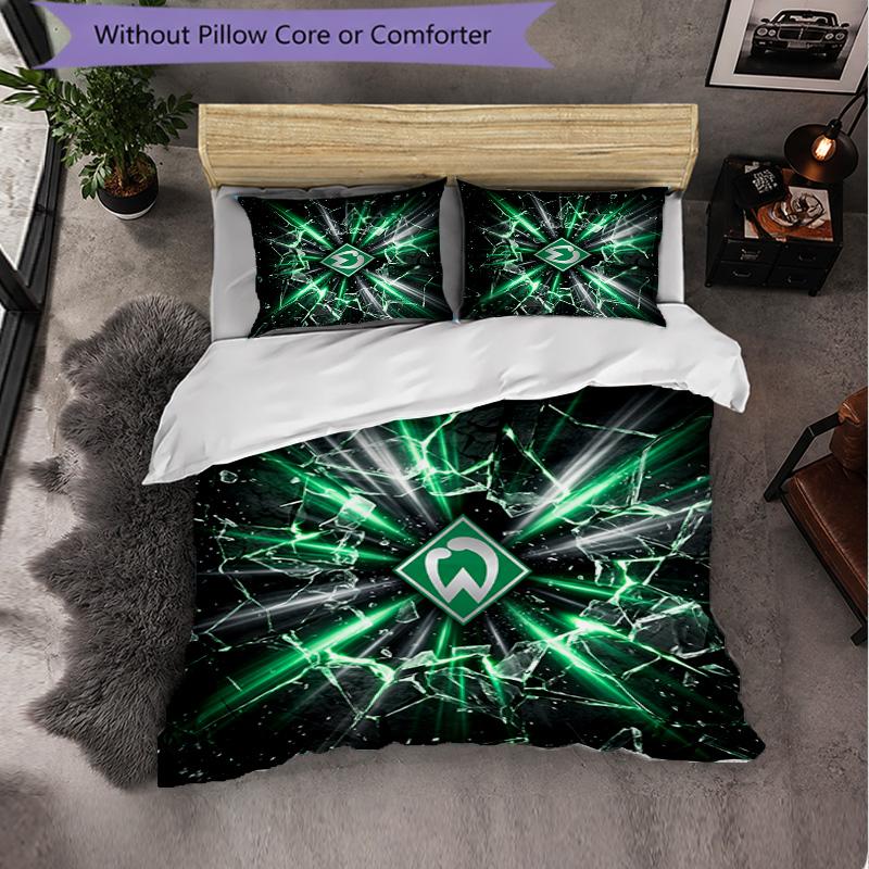 Werder Bremen Football 3 Piece Bedding Set Soft Duvet Cover Set with Pillowcases Printed Bedroom Decor Set for Home