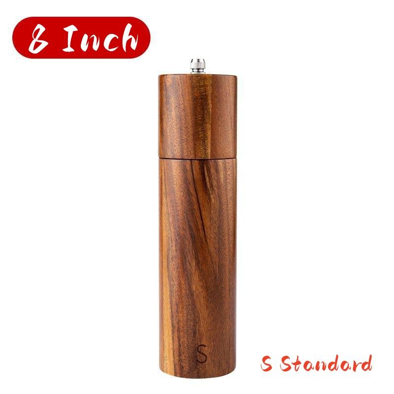 

Набор цилиндрических деревянных мельниц для соли и перца, многоразовая и подходящая мельница для специй, деревянный поднос, высота 8 дюймов, набор ручных перечниц