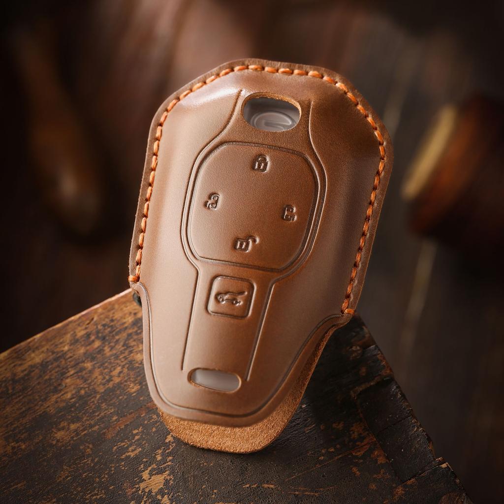 The Retro Key Cover Is Suitable For Gac New Energy Trumpchi E8 Car Handmade Real Cowhide Key Protection Bag.