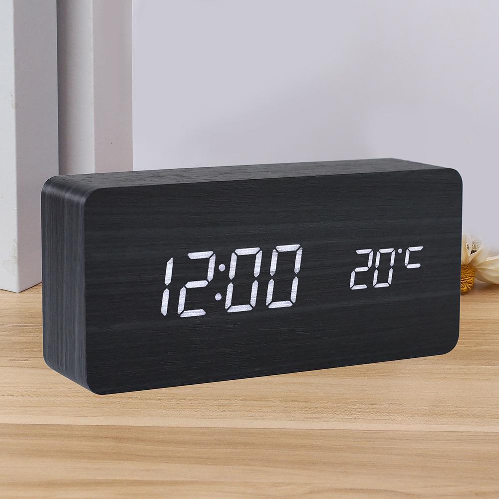 Minimalist LED Wooden Clock: Smart USB-Powered Alarm & Digital Display for Bedside or Desk.