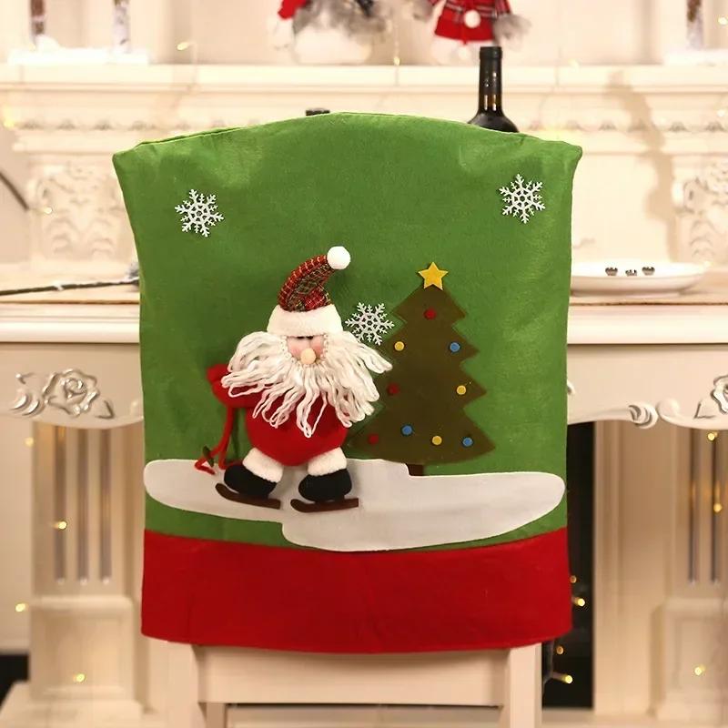 1pc Christmas Chair Cover Ornaments Christmas Santa Claus Dining Room Chair Decorations For Home Navidad 2023 New Year Gift Noel