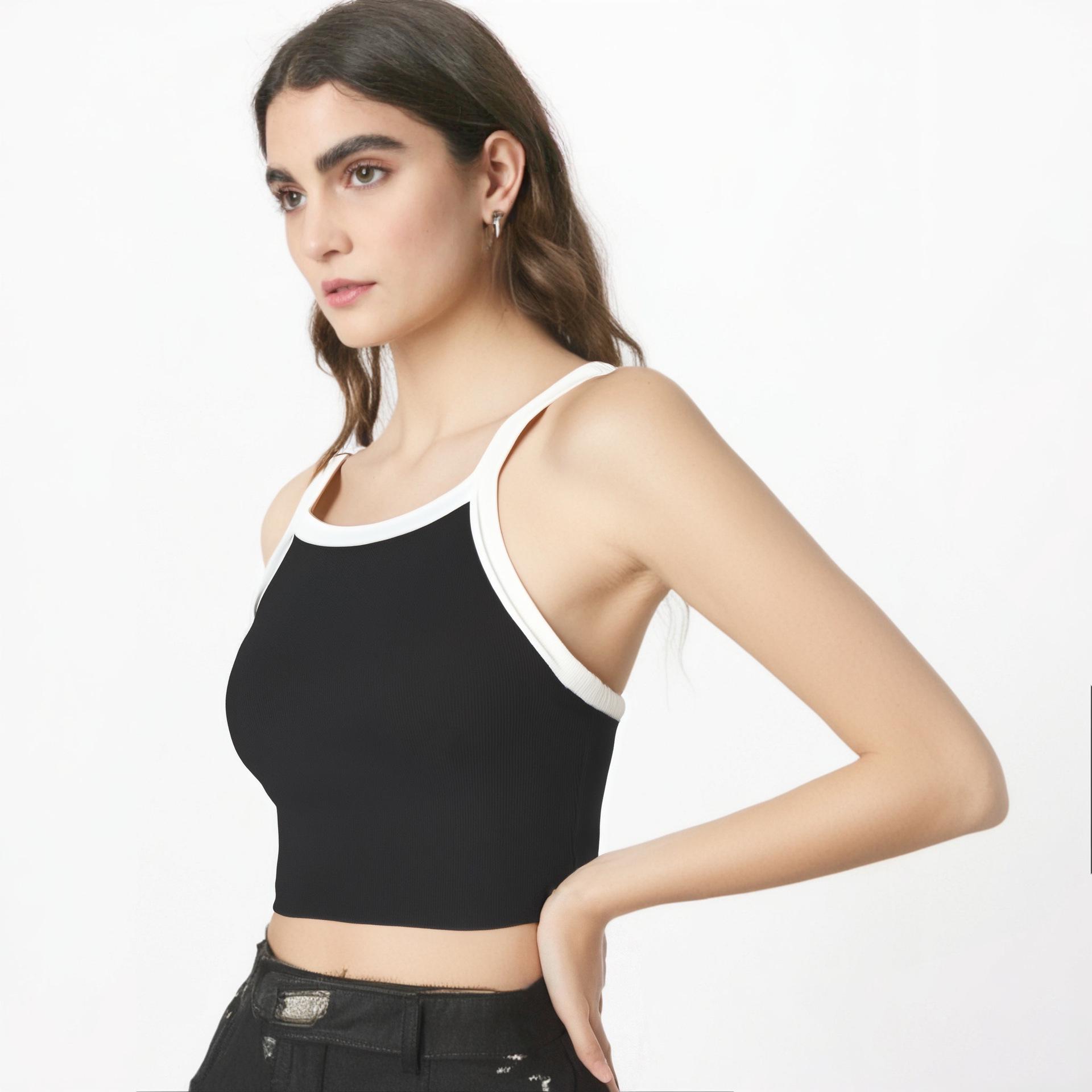 

Женский танктоп для йоги с U-образным вырезом, цветной блок, стильный дизайн спины L