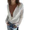 Spice girl beads fishing net new product hollow sexy front and rear can wear swinging collar long sleeves, top