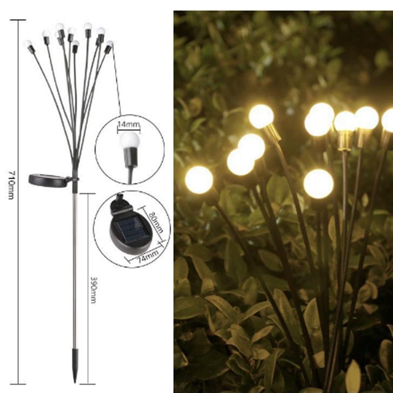 Garden Lights-New Upgraded Solar Powered Firefly Lights Outdoor Waterproof Vibran Garden Lights for Decoration
