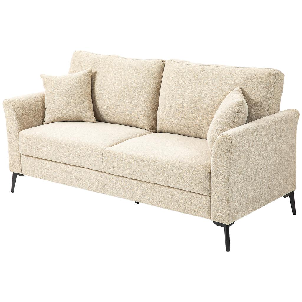 2-Seater Sofa with Linen Look, Thick Padding, Up To 360 Kg, 179 X 80 X 89 Cm, Beige