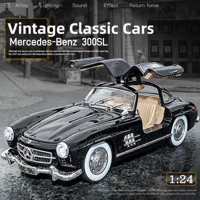 New 1:24 Mercedes Benz 300SL Alloy Classic Vintage Car Model Car Model Diecast Metal Pull Back Sound Light Car For Children Gift
