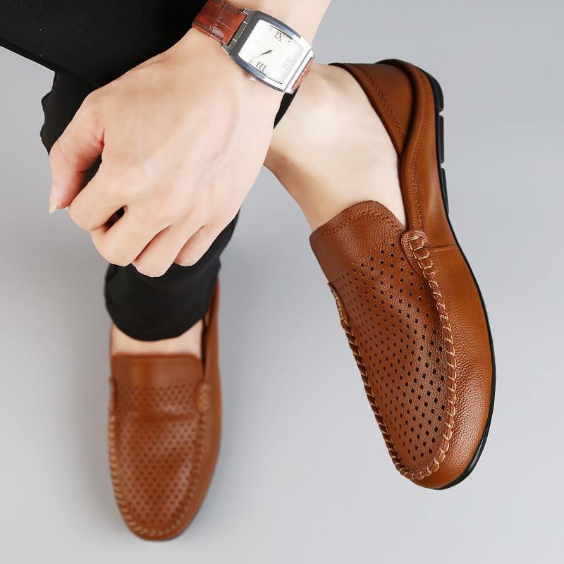 FashionGenuine Leather Slip On Men Loafer Boat Shoes High Quality Casual Footwear Male Black Party Wedding Shoes Boat Shoes Moccasins