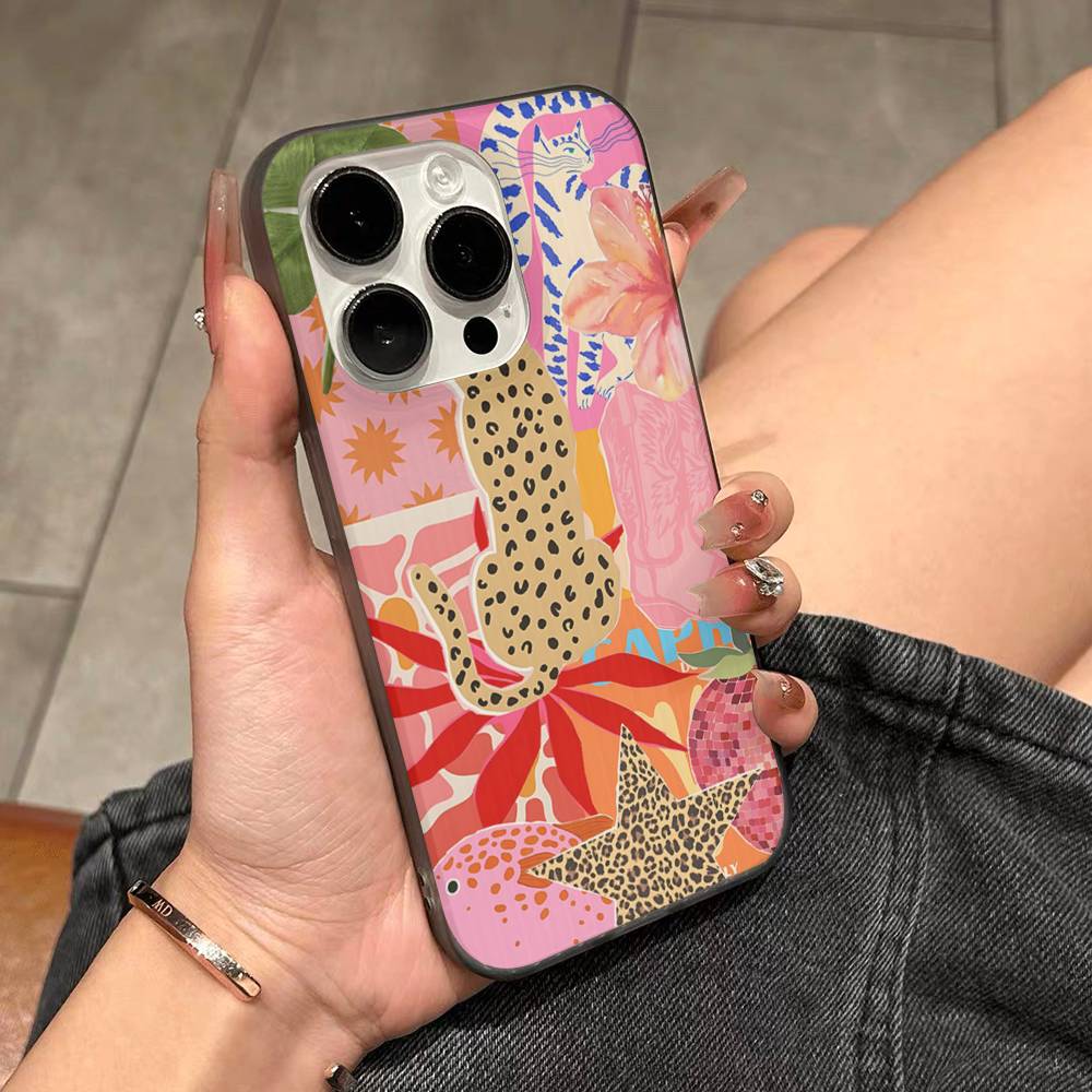 Colorful Abstract Tiger Leopard Snake Tropical Jungle For IPhone 17 16 15 11 12 13 14 Pro Max Plus Pro Translucent Back Phone