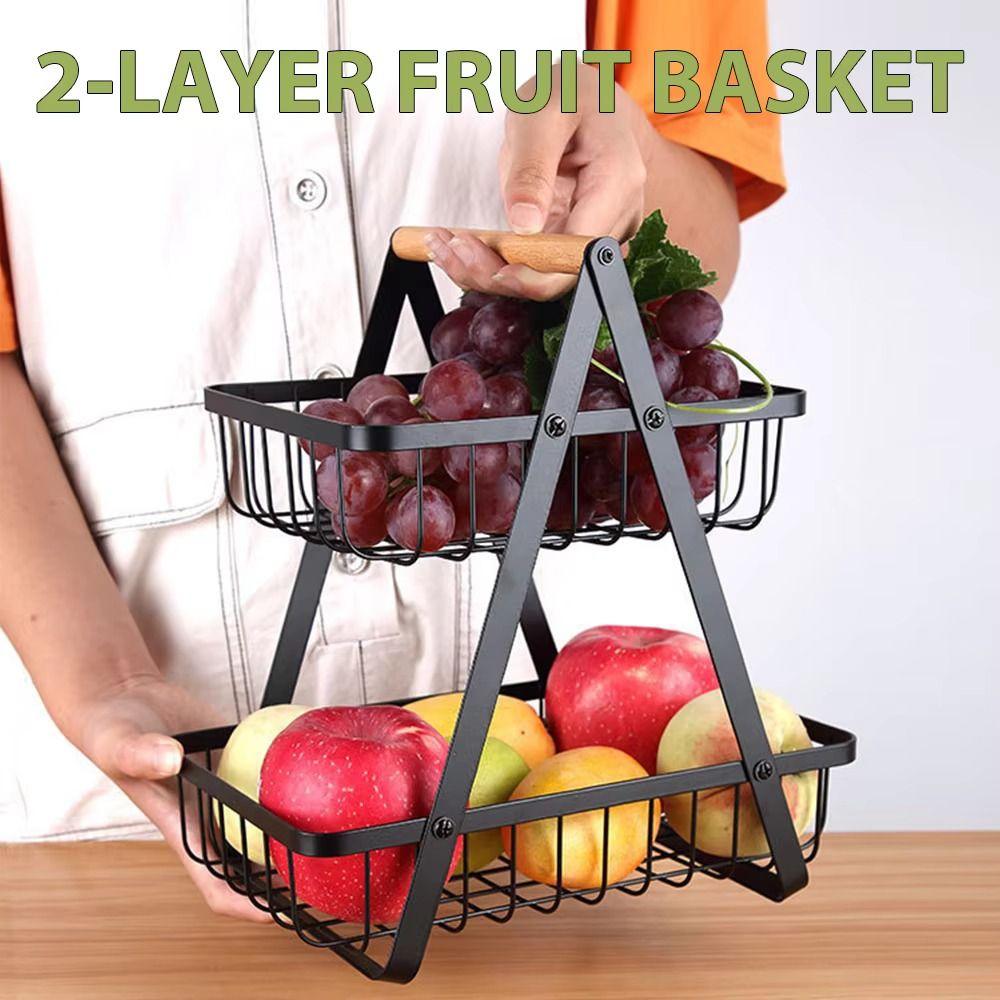 2-Tier Design Kitchen Organizer Space-Saving Vegetable Storage Basket  Dining Room
