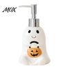 Spooky Soap Dispenser Halloween Ceramic Ghost Dispenser, with Stainless Steel Pump, Pumpkin Refillable Reusable Shampoo Bottle Liquid Hand Container,