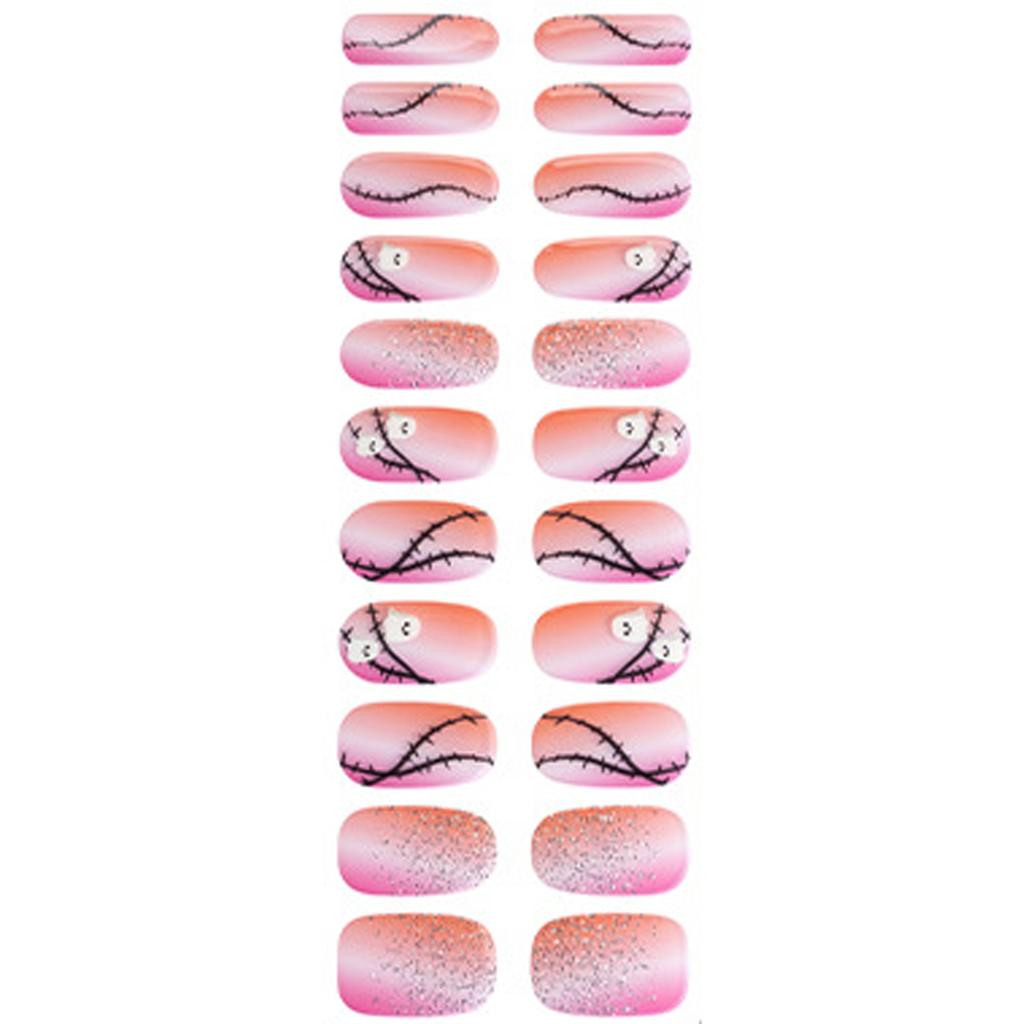 Halloween Nails Stickers Nails Polish Strips Semi Cured Gels Nails Strips Manicures Stickers Full Nails Wrap for Woman