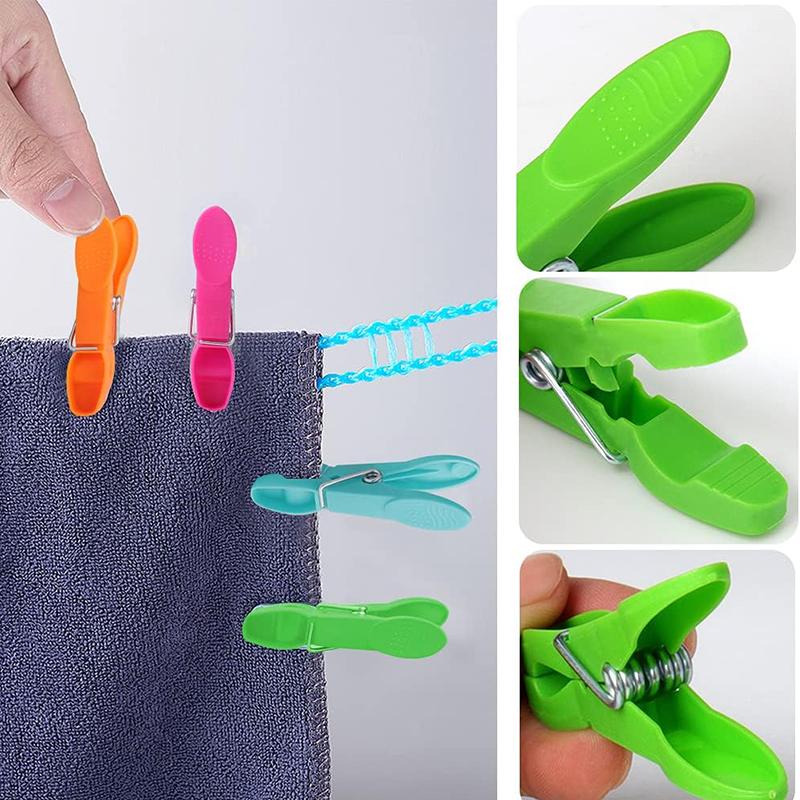 24/48/60Pcs Clothes Pegs Set for Washing Line Plastic Clothes Clip Kit Nonslip Windproof Clothes Clip for Underwear Socks Towels