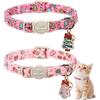 2 Pack Christmas Cat Collars - Breakaway Cat Collar with Bell, Pink and Green Christmas Tree Pendant, Winter Adjustable Kitten Collars for Girl Boy