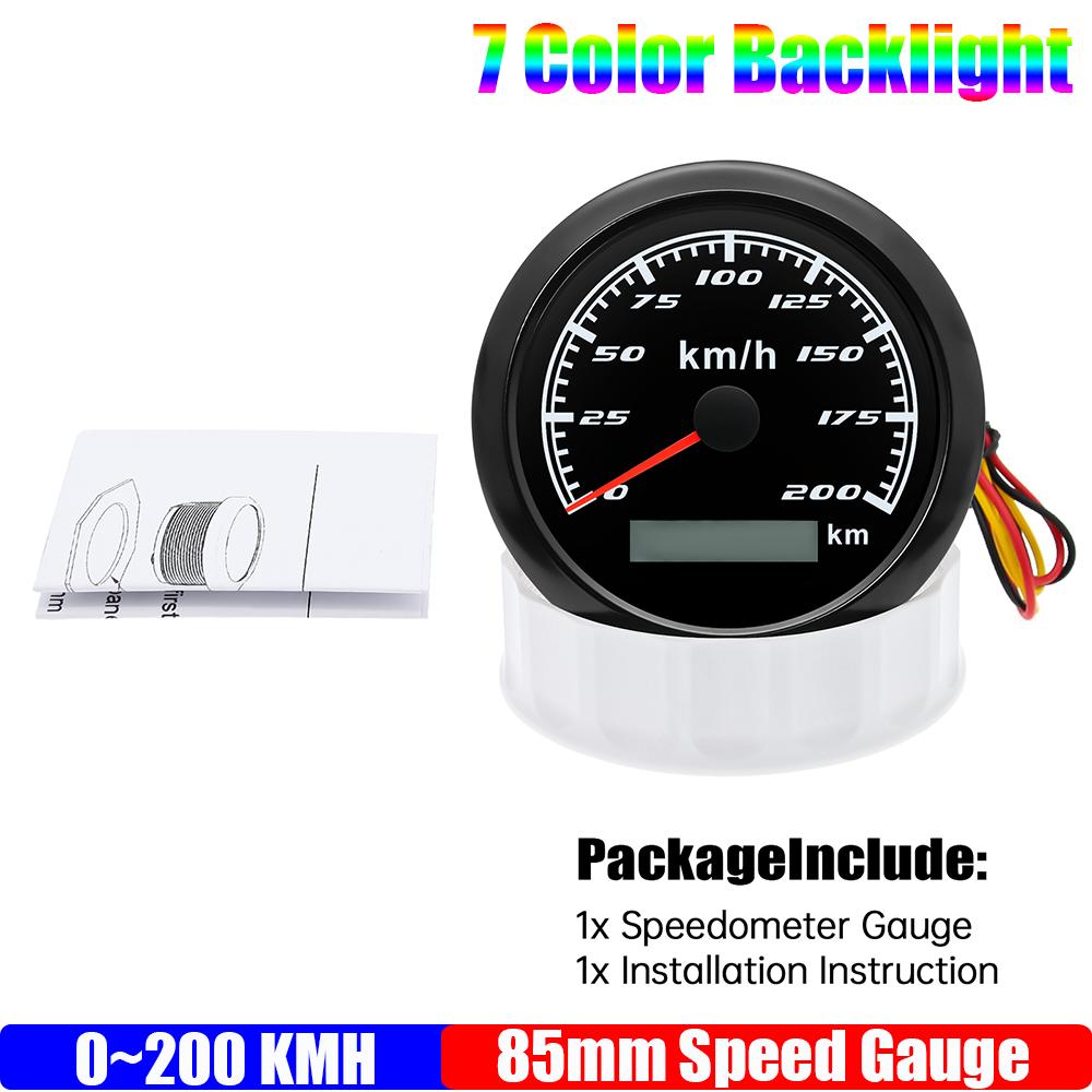 ZMFJH 30KMH-300KMH 85mm Analog Pulse Speedometer Gauge 7 Color Light Speed Meter Pulse Signal Speedometer Car Boat Yacht 12V24V