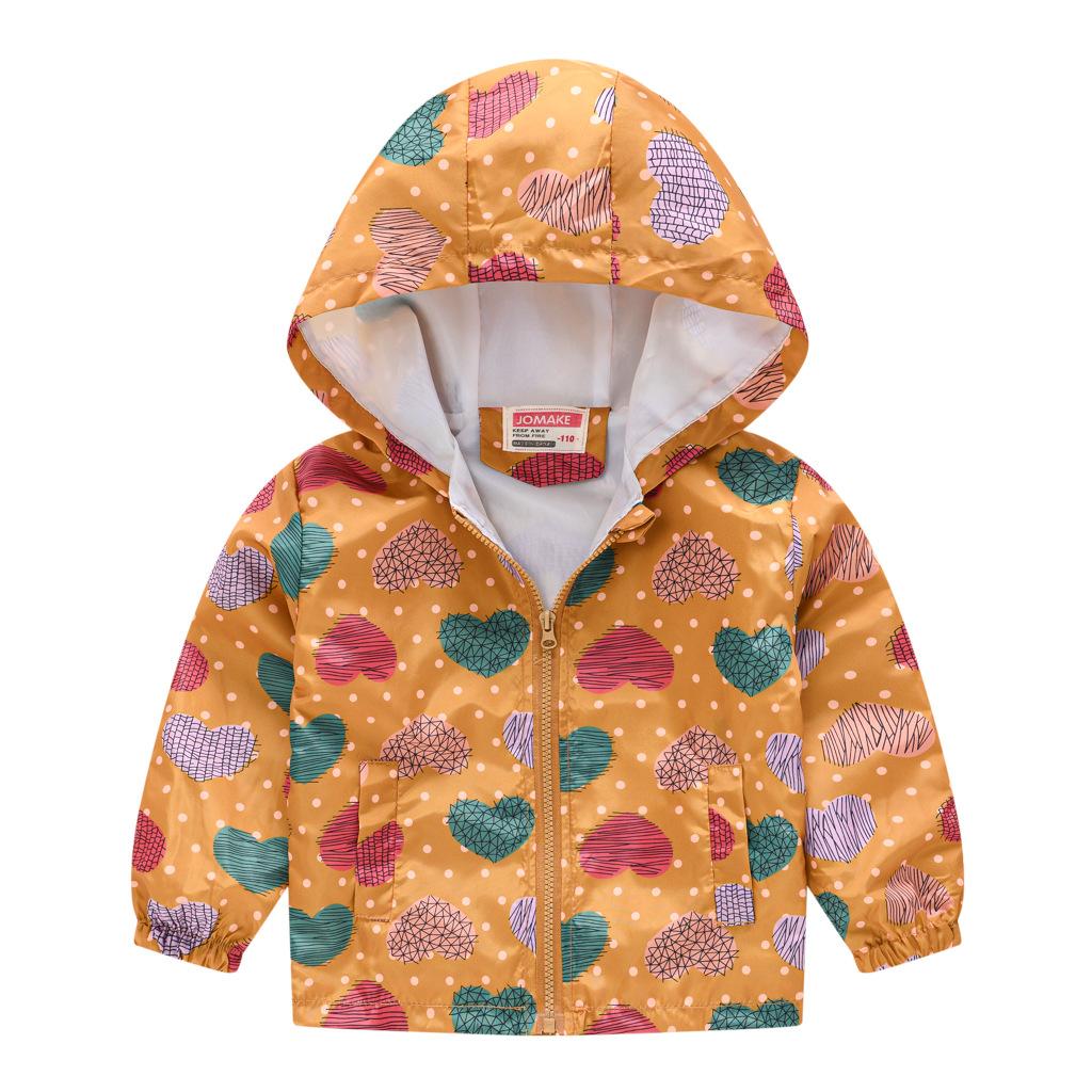 Toddler Kids Cartoon Print Hooded Jacket Boys Girls Lightweight Windproof Zip Up Casual Outerwear Coat