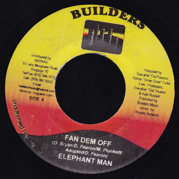 7inch Record ELEPHANT MAN / KILLA BANTON - Fan Dem Off / Congo NONE Builders 2003 Jamaica Reggae, Ska & Dub Used