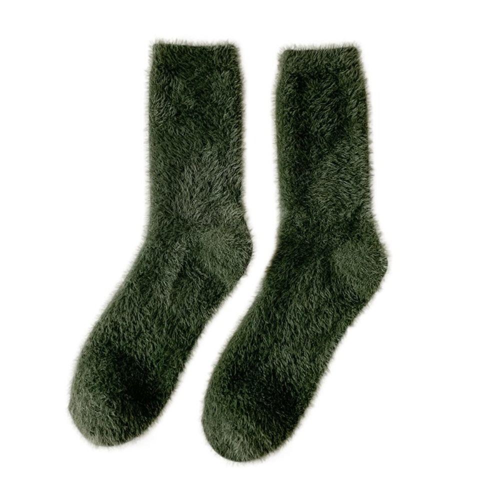 

Trendy Fashion Thick Solid Color Middle Tube Hosiery Korean Style Socks Man Socks Mink Velvet зелений