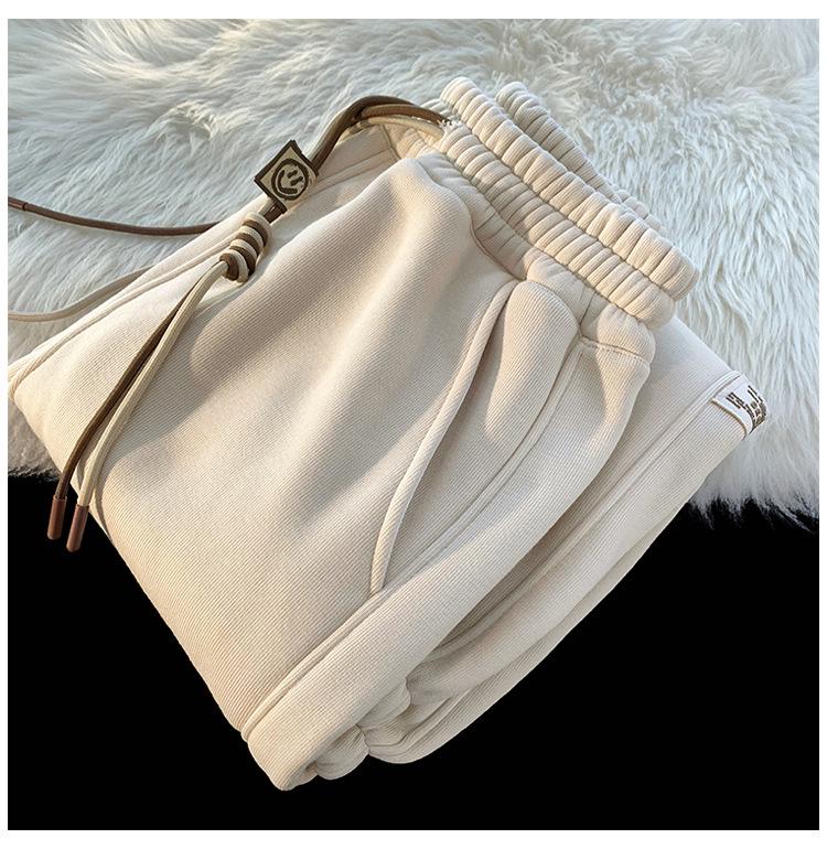 Men's Fleece-Lined Thickened Sweatpants: Autumn/Winter 2024, Loose Straight-Leg Cuffed Casual Sports Pants