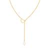 Stylish Personality Stainless Steel Heart Natural Baroque Freshwater Pearl Y-Shaped Gold Necklace Ladies 1974