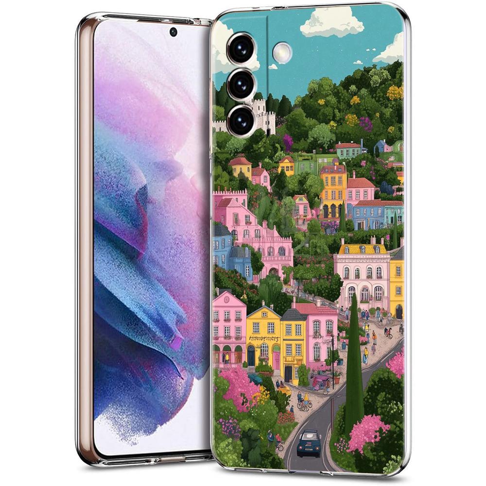 Transparent Phone Case Cover for Samsung Galaxy S25 S24 S23 S22 S20 S21 FE Ultra S24 S23 S10 S10E Plus Abstract Flower Pattern