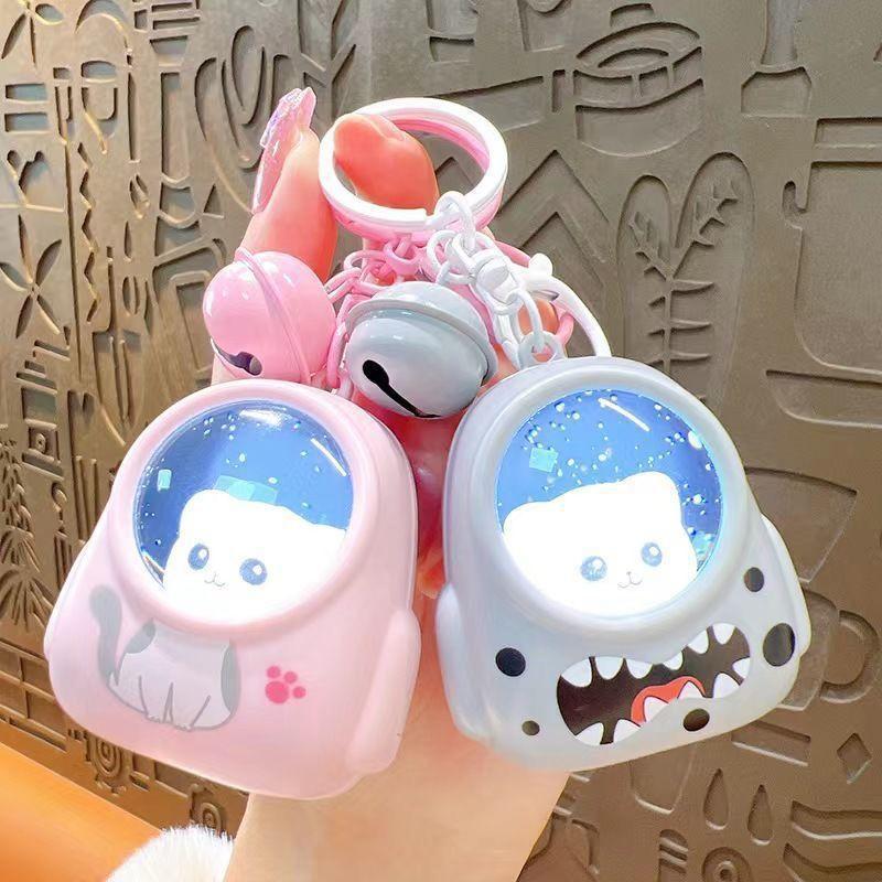 1Pc Ours Dessin Animé Animal Porte-clés Cadeau Chat Sac À Dos Lumières Porte-clés Style Coréen Mignon Sac Charme Sac À Dos Pendentif