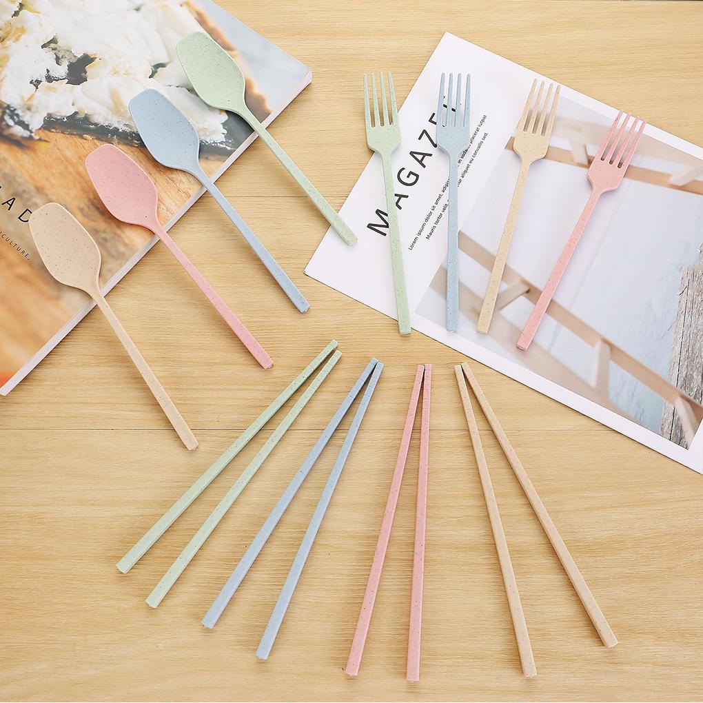 3 Stück Edelstahl Messer Gabel Löffel Essstäbchen Reise Camping Besteck