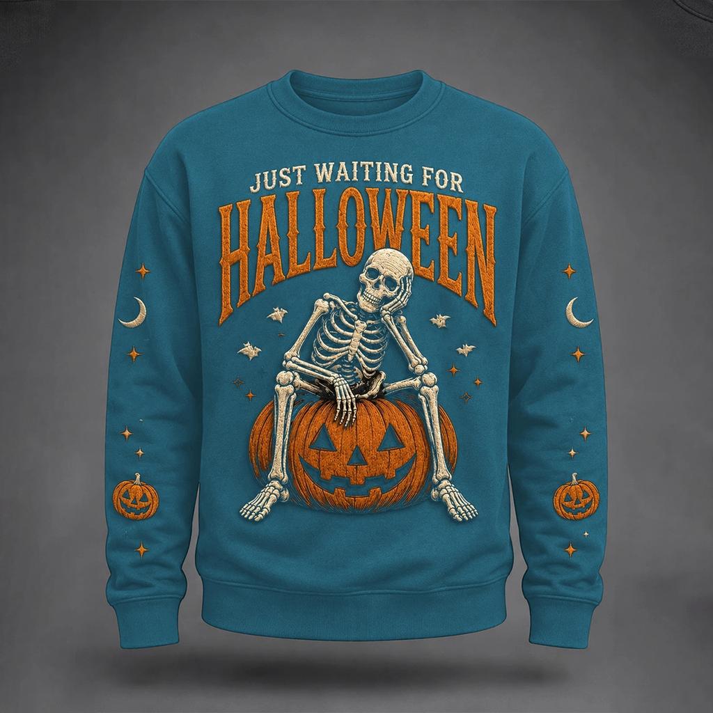 Men's Halloween Print Neck Pullover for Casual Daily Wear