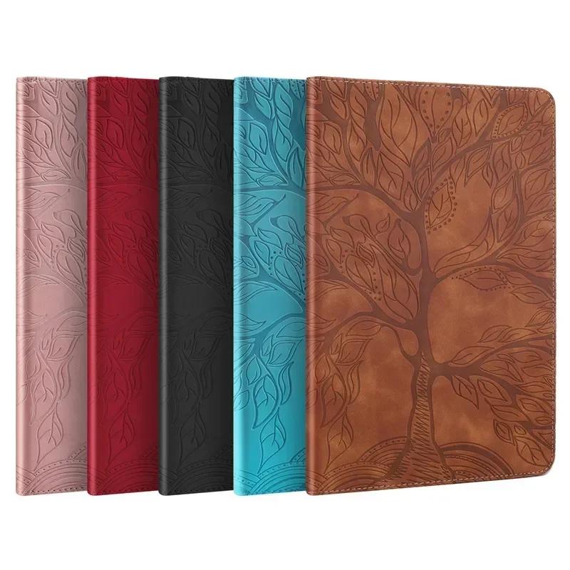 Funda for Samsung Tab S10 FE Case 10.9" Embossed Tree Leather Wallet Flip Cover for Galaxy Tab S10 Fe Sm-x520 X526b Case Coque