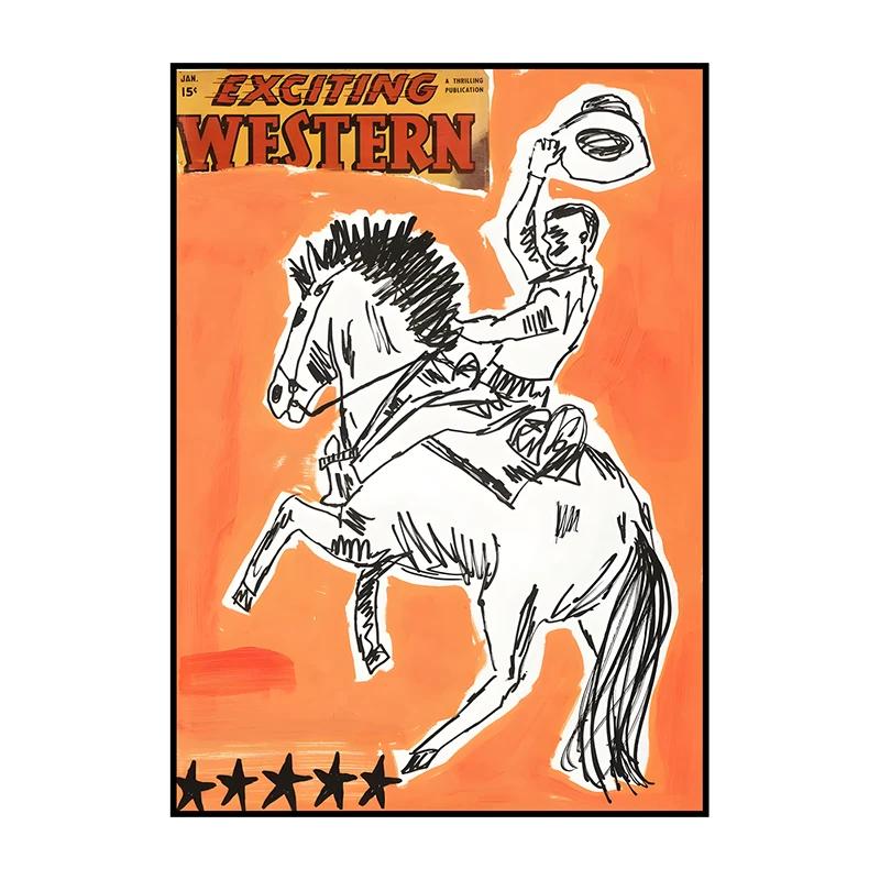 Abstract Classic Vintage Western Cowboy Poster Into The Wild Wall Art Print Canvas Painting for Living Room Home Decor Picture