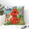 Federa Cuscino Tessuto Cotone Lino Quadrata Cerniera Federa Cuscino Decorazione Casa Soggiorno Fumetto Cartone Animato C-Clifford Il Grande Cane Rosso 1