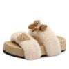French fairy style sub-bow fluffy shoes female 2025 autumn and winter new outer wear advanced sense warm cotton drag female