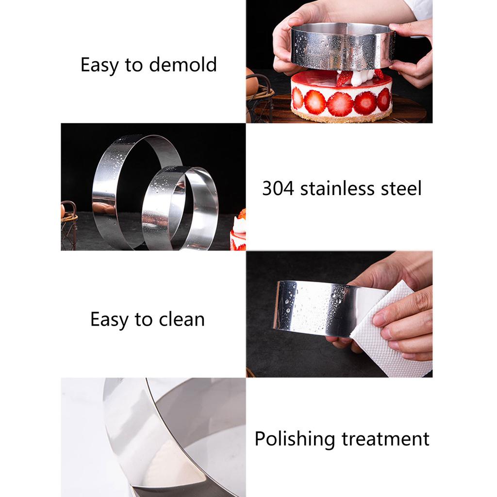 Round Cake Rings Cake Baking Mold Stainless Steels Dessert Rings Pastry Mould Dessert Baking Tool NonStick Mousse Mold
